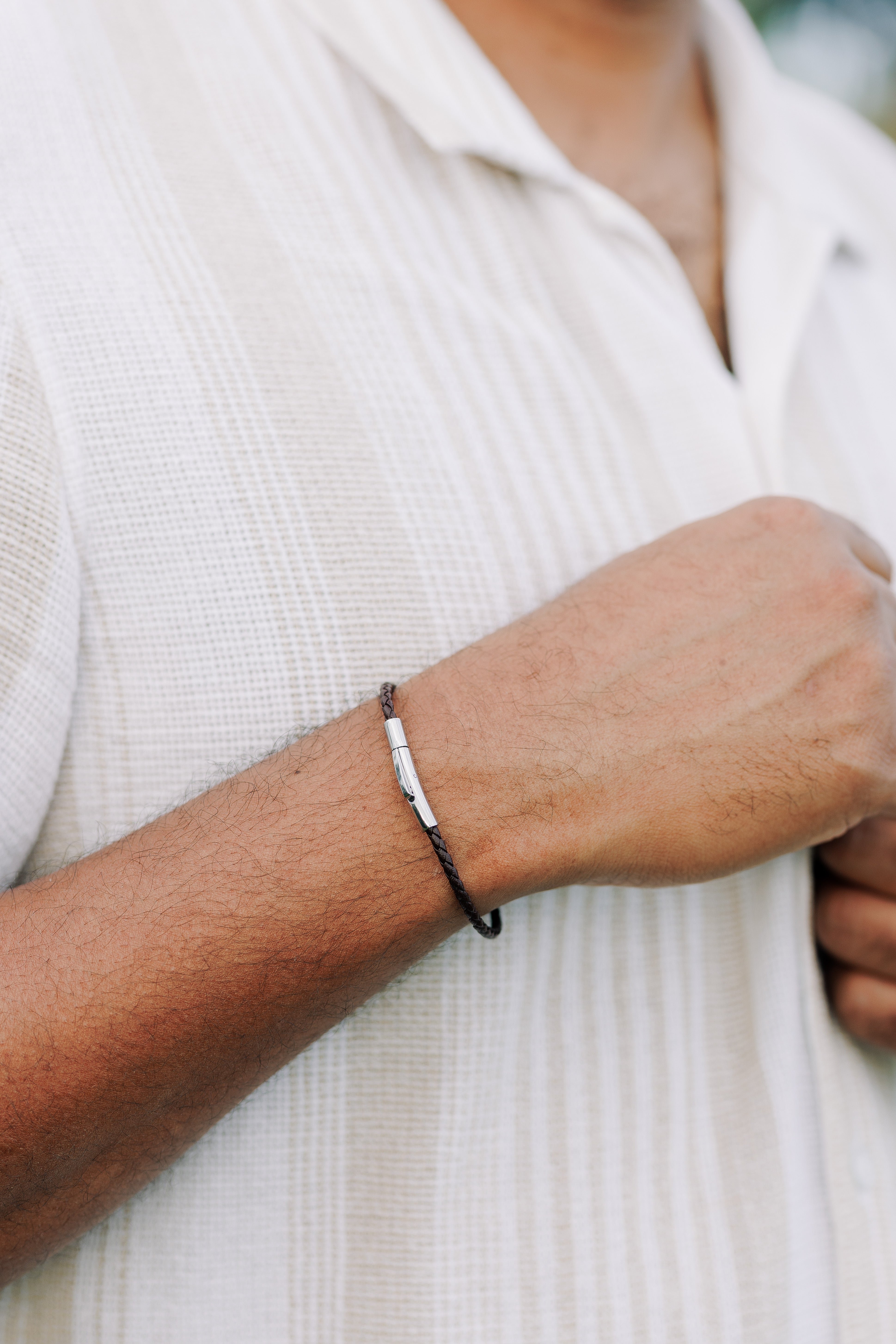 Bracelet personnalisé Cuir Fin pour homme - Gravure Intérieure