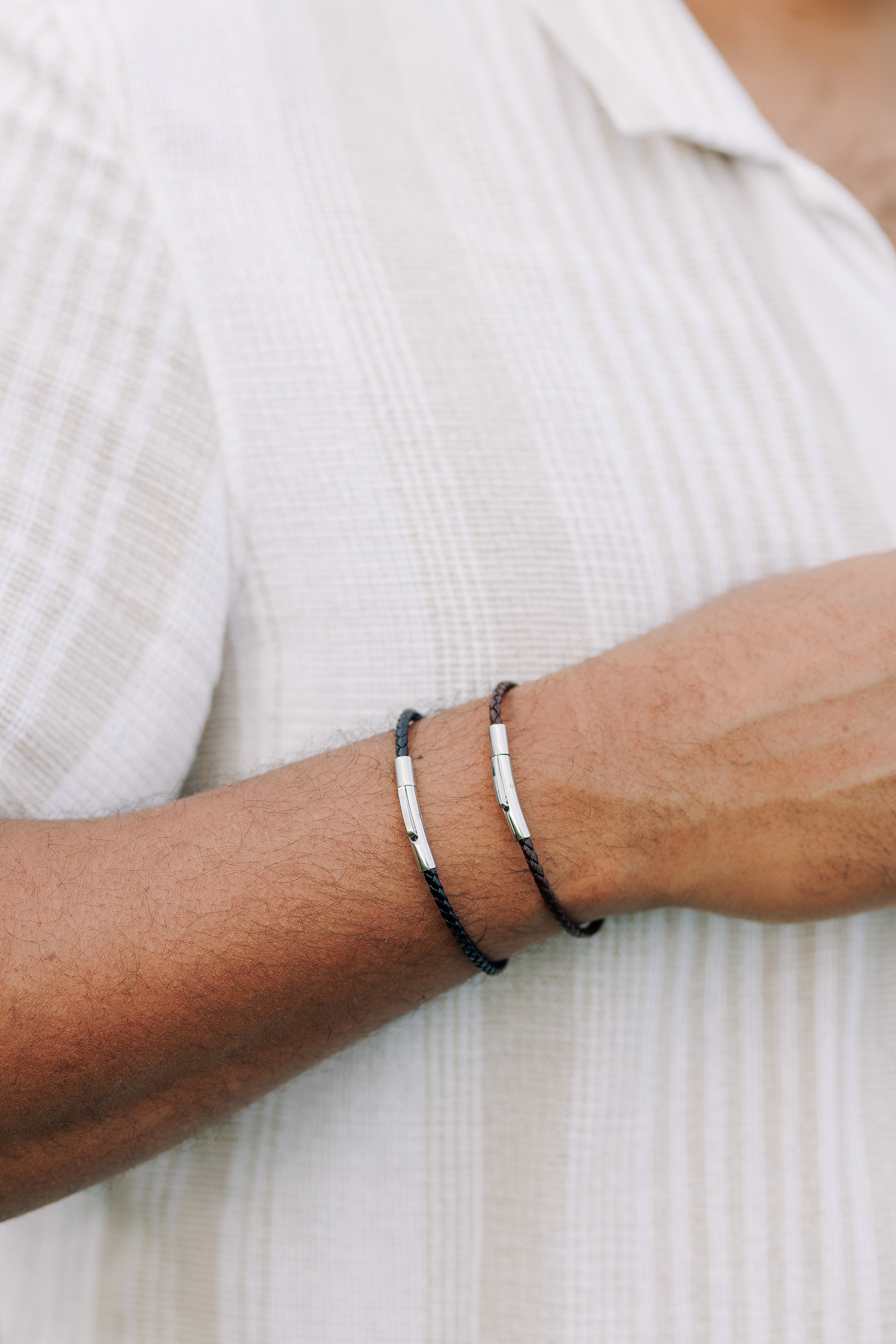 Bracelet personnalisé Cuir Fin pour homme - Gravure Intérieure